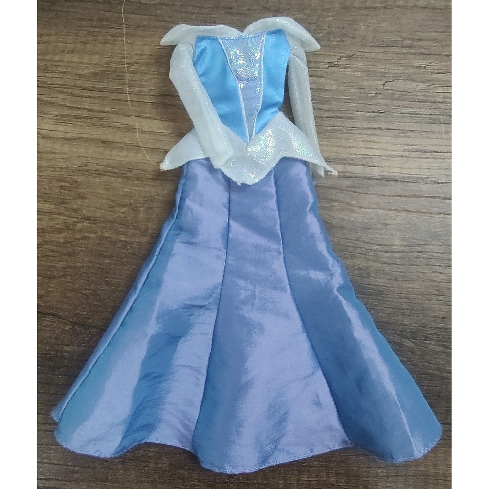 Disney Princess Doll Dress Sleeping Beauty Aurora Blue Long Sleeve White Trim